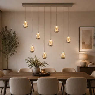 Hanglamp Champagne Egg 8-lichts balk