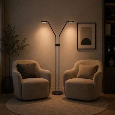 Highlight Moderne vloerlamp Málaga 2-lichts zwart