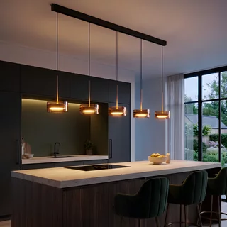 Hanglamp Enzo 5-lichts brons op balk