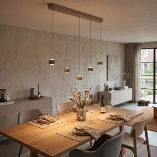 Hanglamp Cosmo 5-lichts op balk crème