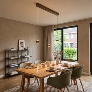 Hanglamp Cosmo 3-lichts op balk brons