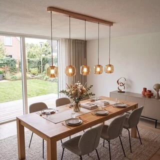 Hanglamp Rosa 5-lichts Balk Rosé-Goud