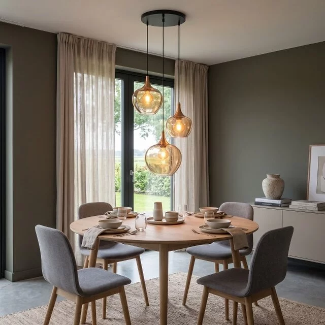 Hanglamp Fresu 3-lichts amber
