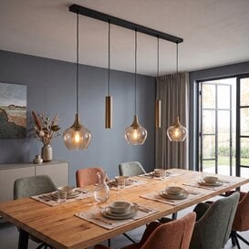 Hanglamp Fresu 5-lichts Balk Brons met kokers
