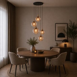 Hanglamp Fresu 5-lichts getrapt Brons