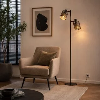 Vloerlamp Laser 2-lichts zwart goud