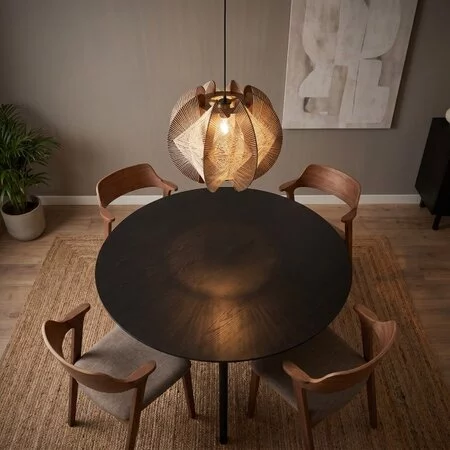 ETH Landelijk Japandi hanglamp Jessica 1-lichts walnut