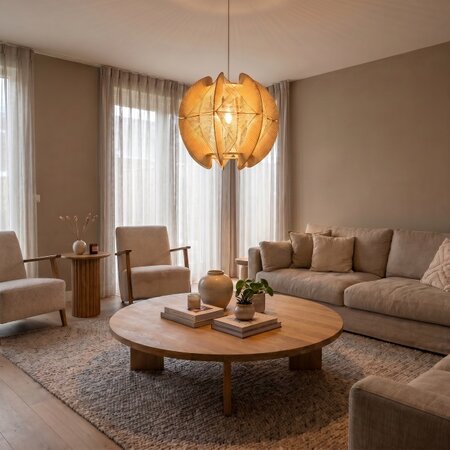 ETH Landelijk Japandi hanglamp Jessica 1-lichts small oak