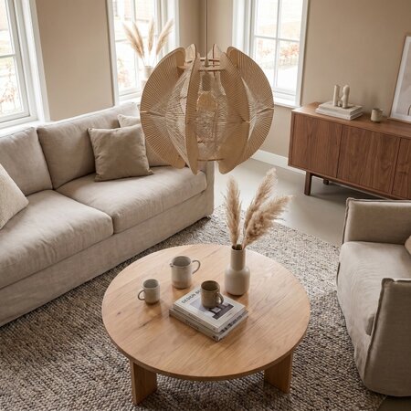 ETH Landelijk Japandi hanglamp Jessica 1-lichts small oak