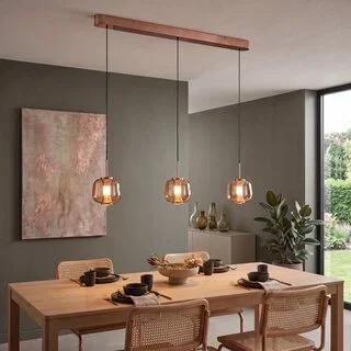Hanglamp Rosa 3-lichts Balk Rosé-Goud