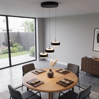 Hanglamp Puleggia 3-lichts rond zwart