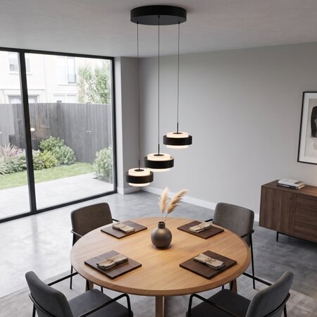 Freelight Moderne hanglamp Puleggia 3-lichts rond zwart