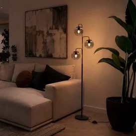 Vloerlamp Bollique 3-lichts Smoke E14