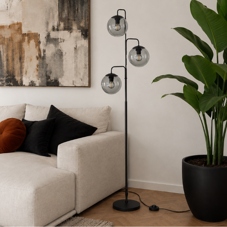 Steinhauer Moderne vloerlamp Bollique 3-lichts smoke