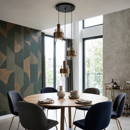 Highlight Modern Industrieel hanglamp Marrone 3-lichts getrapt brons