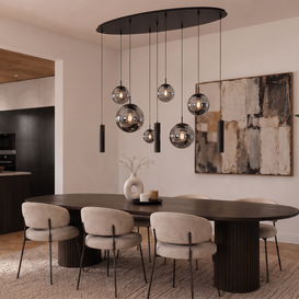 Hanglamp Bollique 9-lichts ovaal smoke