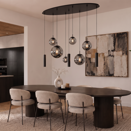 Steinhauer Moderne hanglamp Bollique 9-lichts ovaal smoke