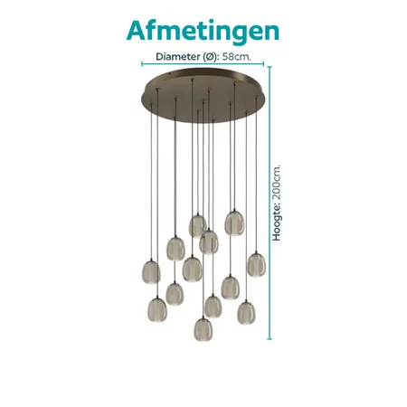 Stars of Light Moderne hotel chique hanglamp Ferro 13-lichts brons