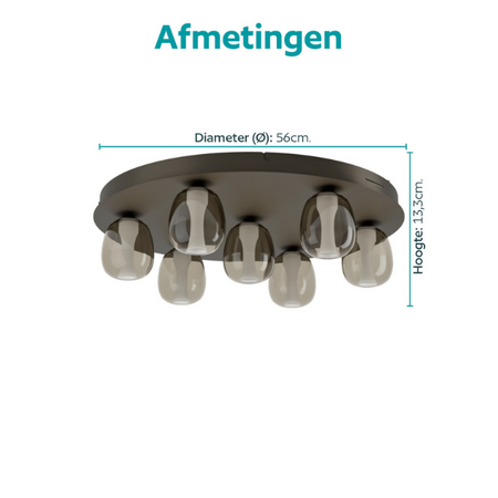 Stars of Light Moderne design plafondlamp Ferro 7-lichts rond brons