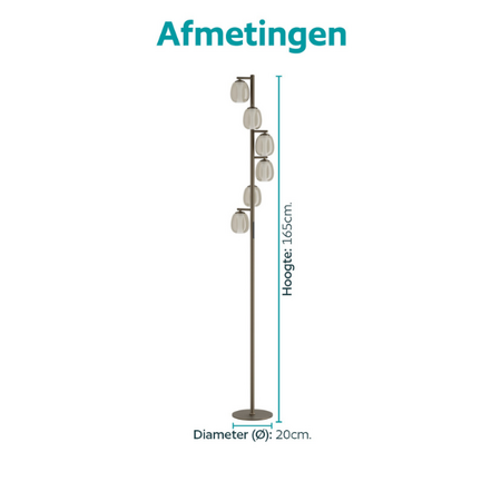Stars of Light Moderne hotel chique vloerlamp Ferro 6-lichts brons