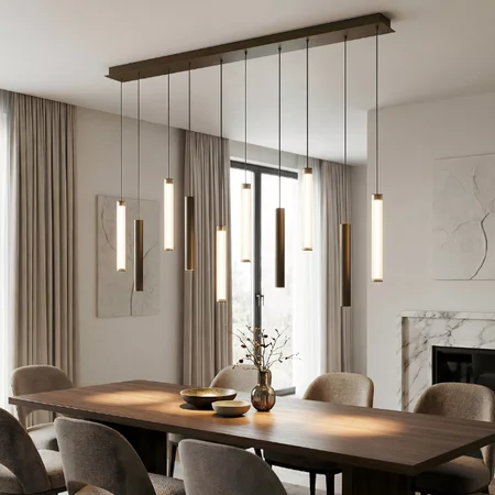 Stars of Light Moderne design hanglamp Clares 10-lichts op balk brons