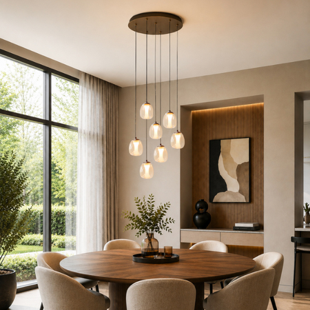 Stars of Light Moderne hotel chique hanglamp Ferro 7-lichts rond brons