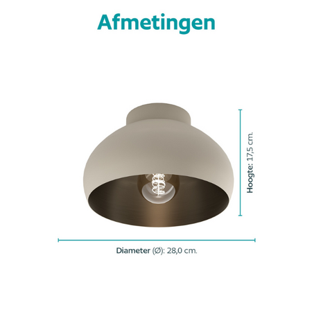 Stars of Light Moderne plafondlamp Mogano 2 1-lichts zand met bronzen binnenzijde