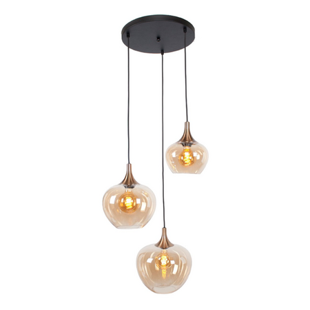Freelight Modern hotel chique hanglamp Fresu 3-lichts amber