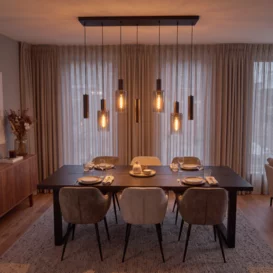 Hanglamp Perugia 7-lichts zwart met kokers