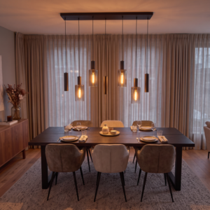 Highlight Moderne hanglamp Perugia 7-lichts Kokers zwart met smoke glas
