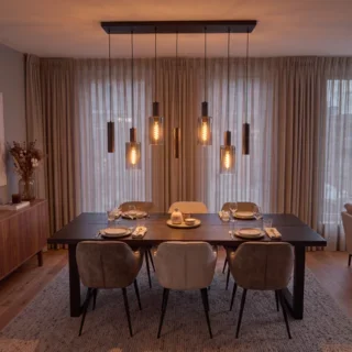 Hanglamp Perugia 7-lichts zwart met kokers