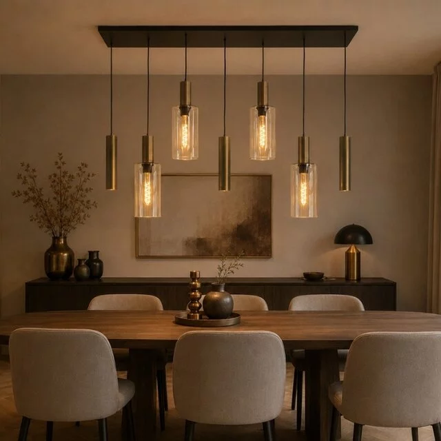 Hanglamp Perugia 7-lichts brons met kokers