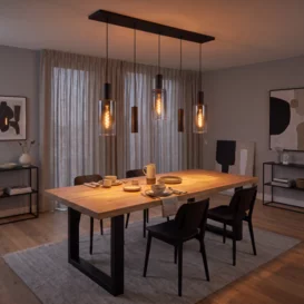 Hanglamp Perugia 5-lichts zwart met kokers
