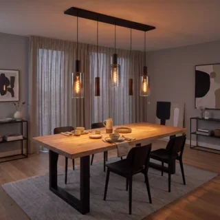 Hanglamp Perugia 5-lichts zwart met kokers