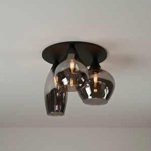 Highlight Moderne Design plafondlamp Cambio 3-lichts zwart met smoke glas