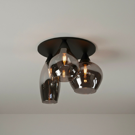 Highlight Moderne Design plafondlamp Cambio 3-lichts zwart met smoke glas