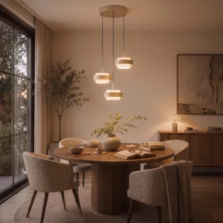 Hanglamp Puleggia 3-lichts rond crème
