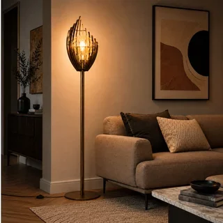 Vloerlamp Omegna 1-lichts Platinum 173cm hoog