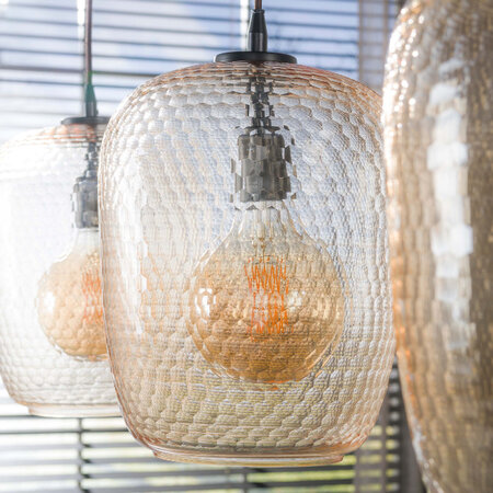 BelaLuz Moderne hanglamp Clasi 3-lichts amber glas