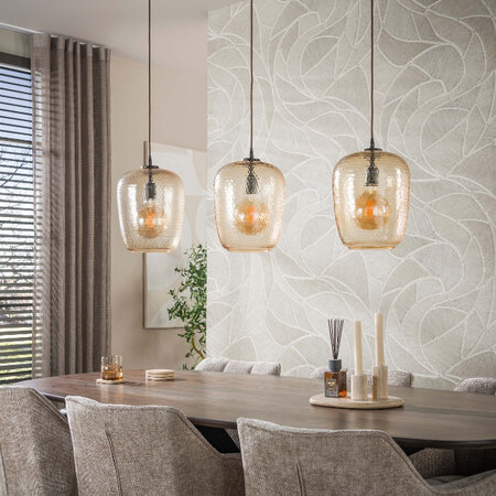 BelaLuz Moderne hanglamp Clasi 3-lichts amber glas