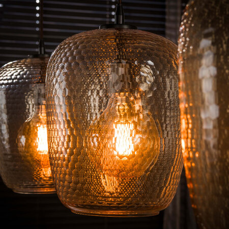 BelaLuz Moderne hanglamp Clasi 3-lichts amber glas