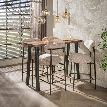 BelaLuz Modern industriële bartafel Kian 130 cm bruin acaciahout