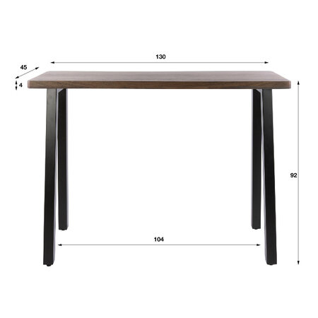 BelaLuz Modern industriële bartafel Kian 130 cm bruin acaciahout