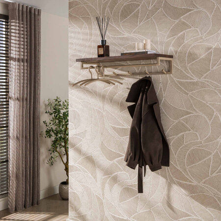BelaLuz Modern landelijke beige kapstok Dune 5 haken met hoedenplank