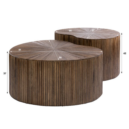 BelaLuz Moderne salontafel Maya set van 2 shamrock niervormig espresso