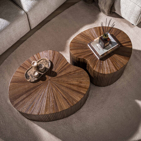 BelaLuz Moderne salontafel Maya set van 2 shamrock niervormig espresso