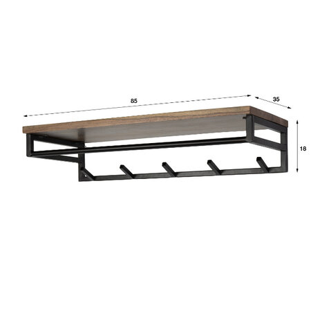 BelaLuz Moderne kapstok Dune 5 haken acaciahout bruin