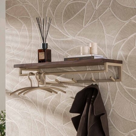 BelaLuz Modern landelijke beige kapstok Dune 5 haken met hoedenplank