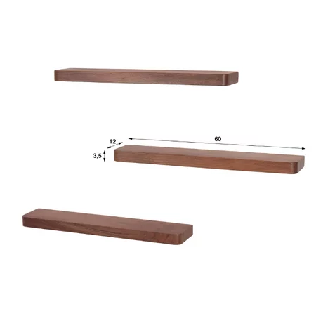 BelaLuz Wandplank 3-set Como massief acaciahout bruin gelakt 60 cm