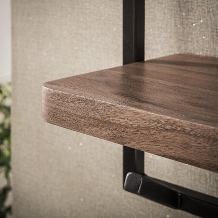 BelaLuz Kapstok Como 6 haken met massief acacia houten hoedeplank bruin